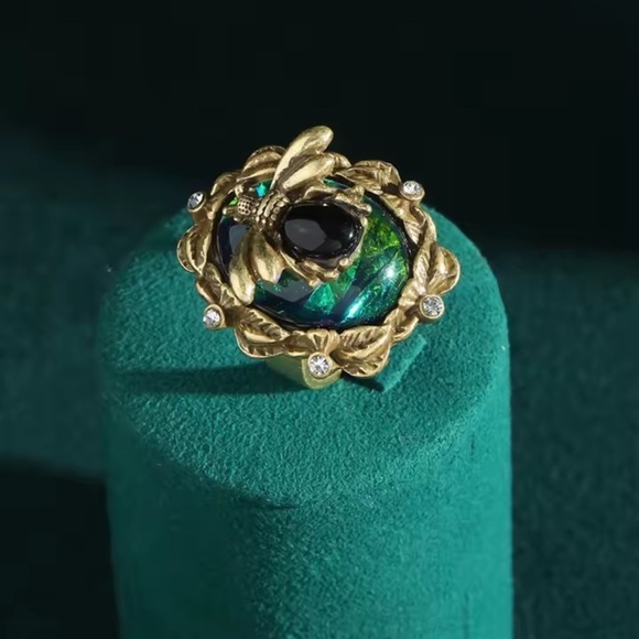 Anthropologie Jewelry - Royal Bee Elegance Antique Brass Ring